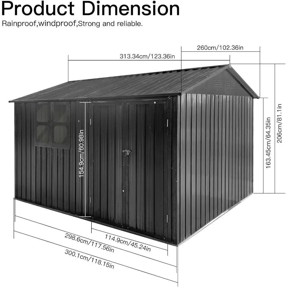 10x8 FT Outdoor Storage Shed with Window - Dons' Adventure Gear 