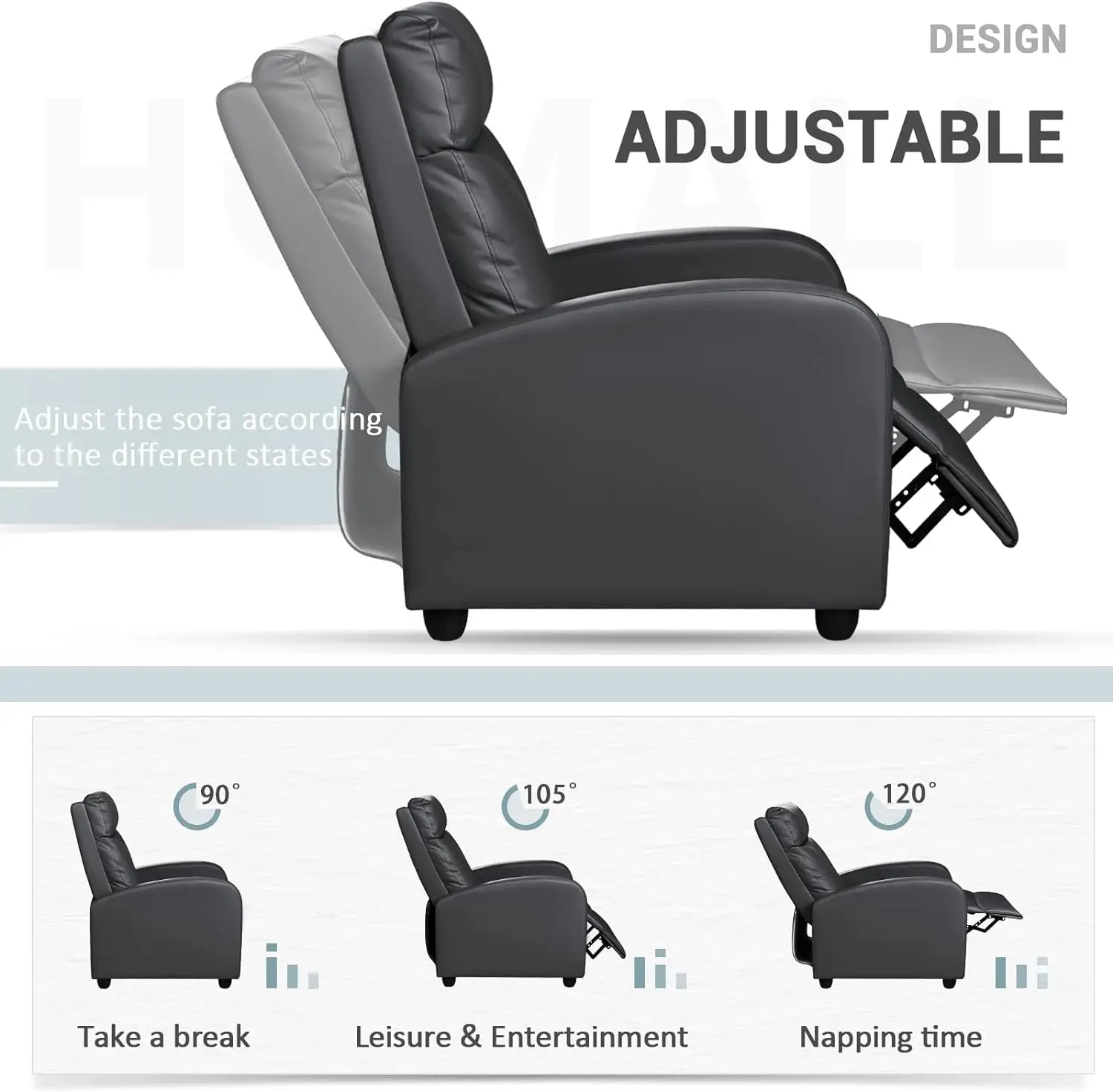 Homall Recliner Chair, Recliner Sofa PU Leather for Adults, Recliners Home Theater Seating with Lumbar Support, Reclining Sofa C - Dons' Adventure Gear 