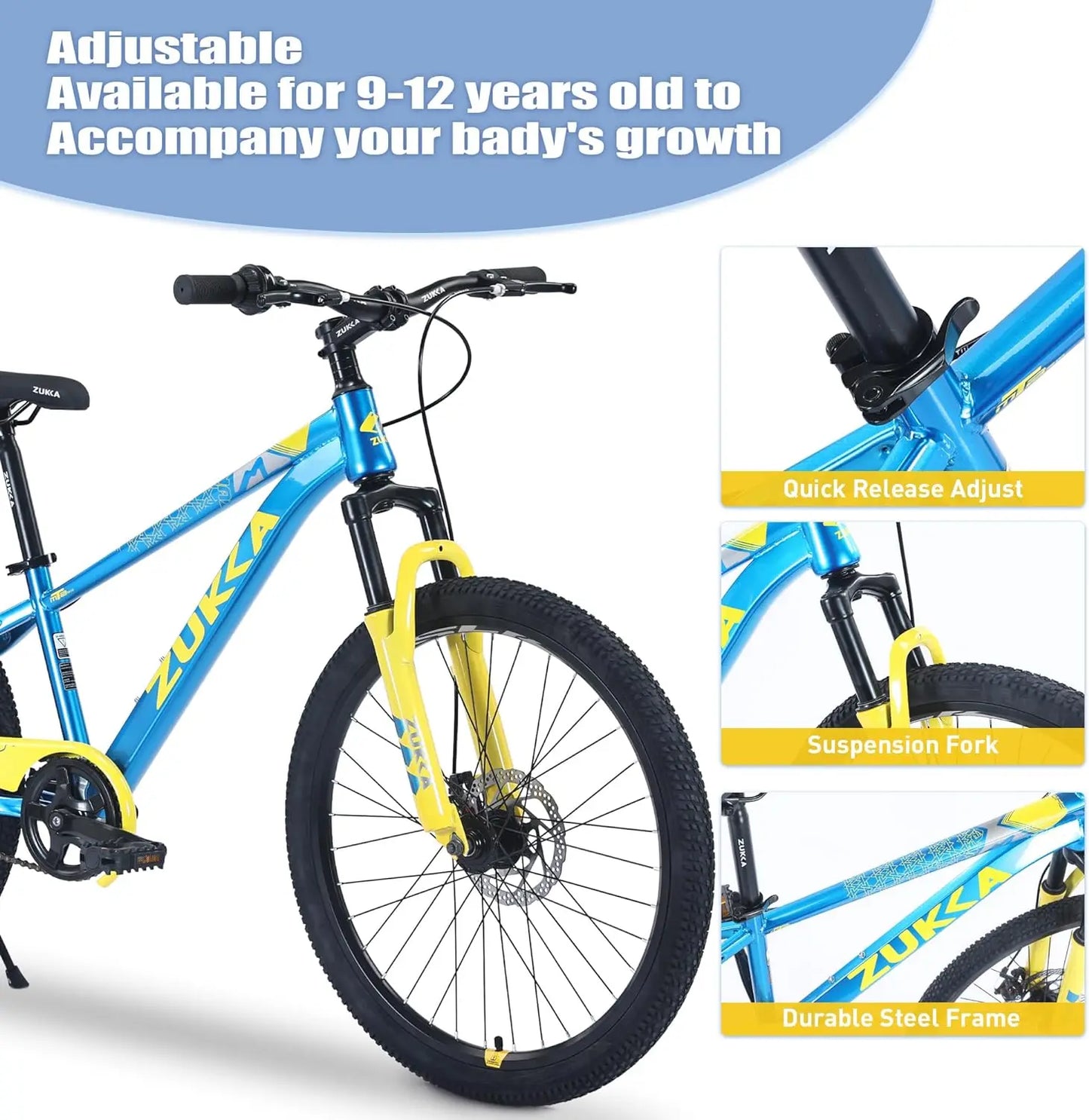 20/24  Inch Mountain Bike for Boys Girls, Disc Brake