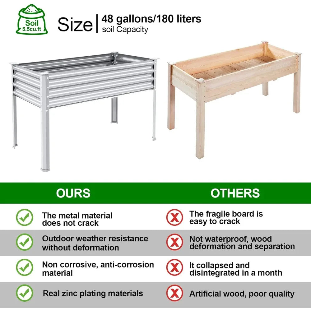 Galvanized Steel Raised Garden Bed with Legs - Dons' Adventure Gear 