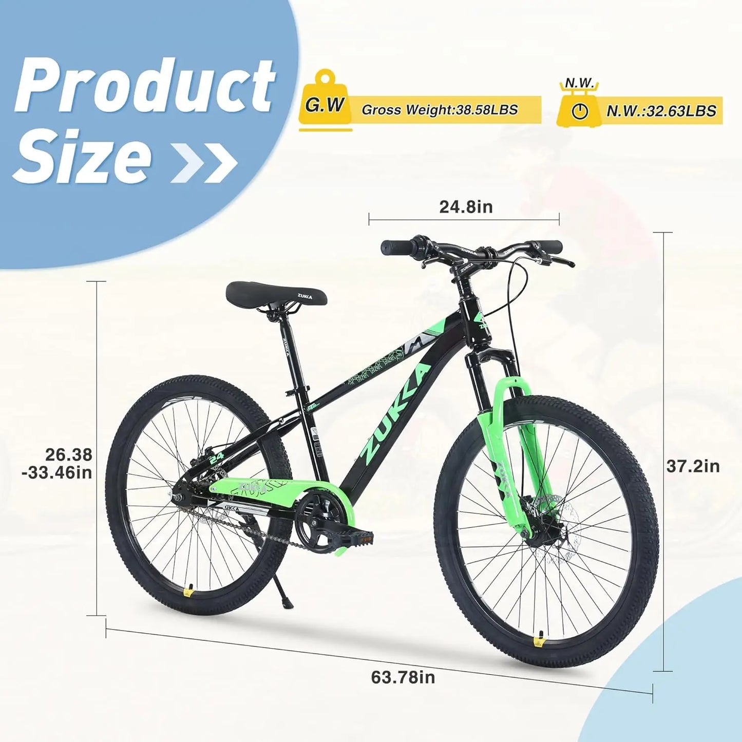 20/24  Inch Mountain Bike for Boys Girls, Disc Brake