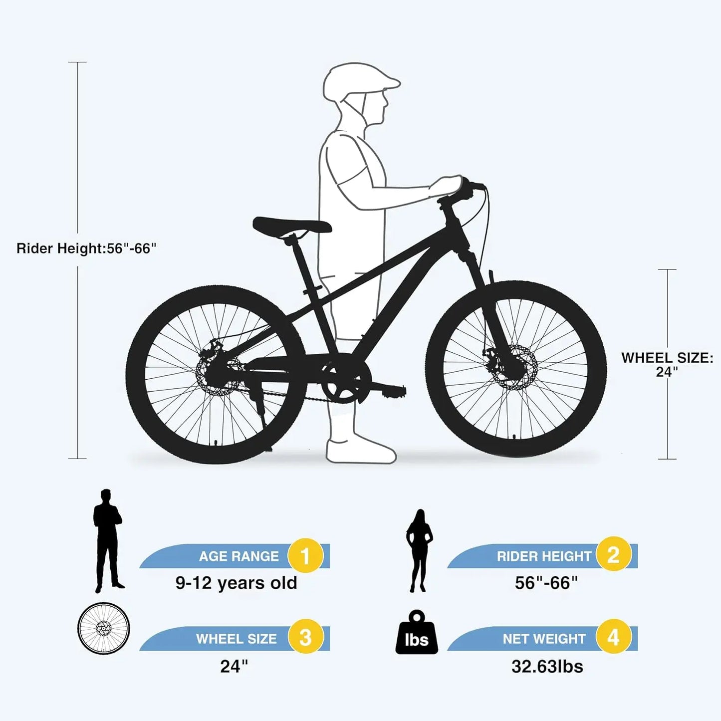 20/24  Inch Mountain Bike for Boys Girls, Disc Brake